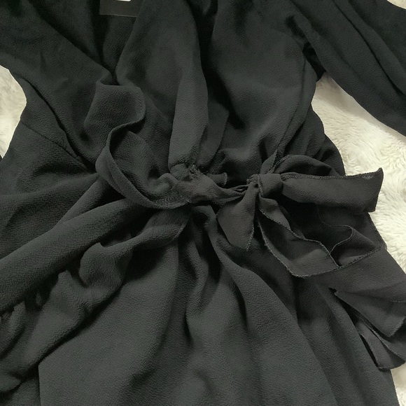 Nwt Boohoo Petite Black Woven Wrap Midi Dress Size 4 - Picture 9 of 11